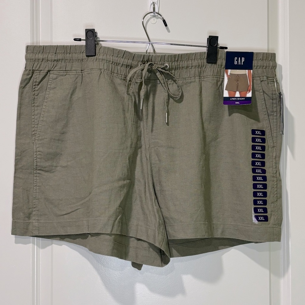 Gap Vetiver Linen Drawstring Shorts Size XXLarge NWT